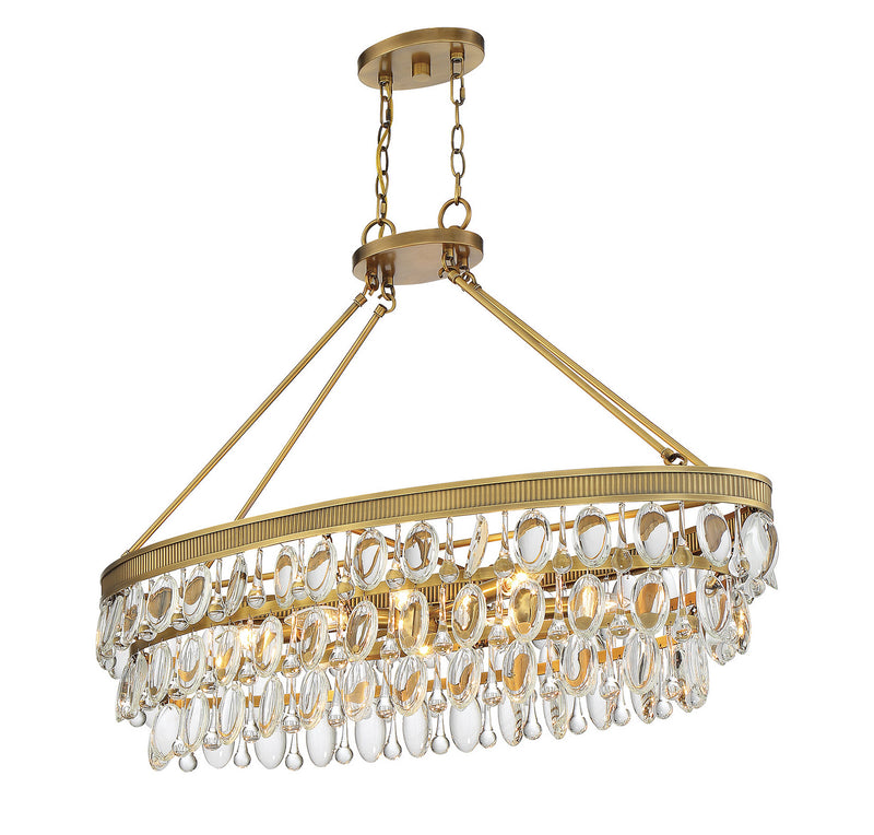 Eight Light Linear Chandelier<br /><span style="color:#4AB0CE;">Entrega: 4-10 dias en USA</span><br /><span style="color:#4AB0CE;font-size:60%;">PREGUNTE POR ENTREGA EN PANAMA</span><br />Collection: Windham<br />Finish: Warm Brass