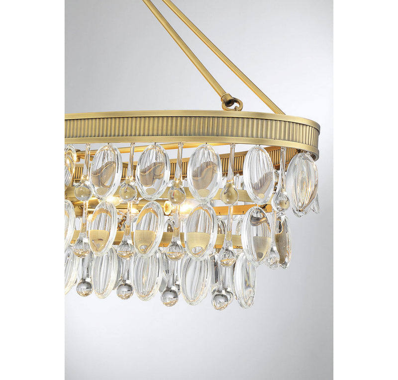 Eight Light Linear Chandelier<br /><span style="color:#4AB0CE;">Entrega: 4-10 dias en USA</span><br /><span style="color:#4AB0CE;font-size:60%;">PREGUNTE POR ENTREGA EN PANAMA</span><br />Collection: Windham<br />Finish: Warm Brass