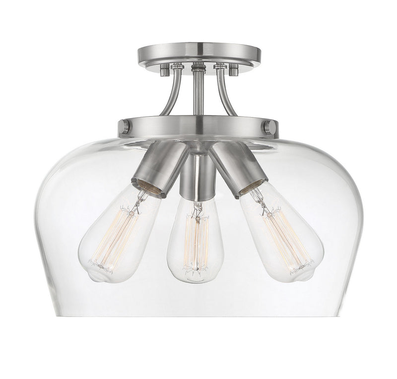 Three Light Semi-Flush Mount<br /><span style="color:#4AB0CE;">Entrega: 4-10 dias en USA</span><br /><span style="color:#4AB0CE;font-size:60%;">PREGUNTE POR ENTREGA EN PANAMA</span><br />Collection: Octave<br />Finish: Satin Nickel