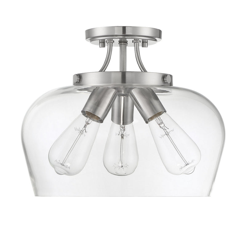 Three Light Semi-Flush Mount<br /><span style="color:#4AB0CE;">Entrega: 4-10 dias en USA</span><br /><span style="color:#4AB0CE;font-size:60%;">PREGUNTE POR ENTREGA EN PANAMA</span><br />Collection: Octave<br />Finish: Satin Nickel