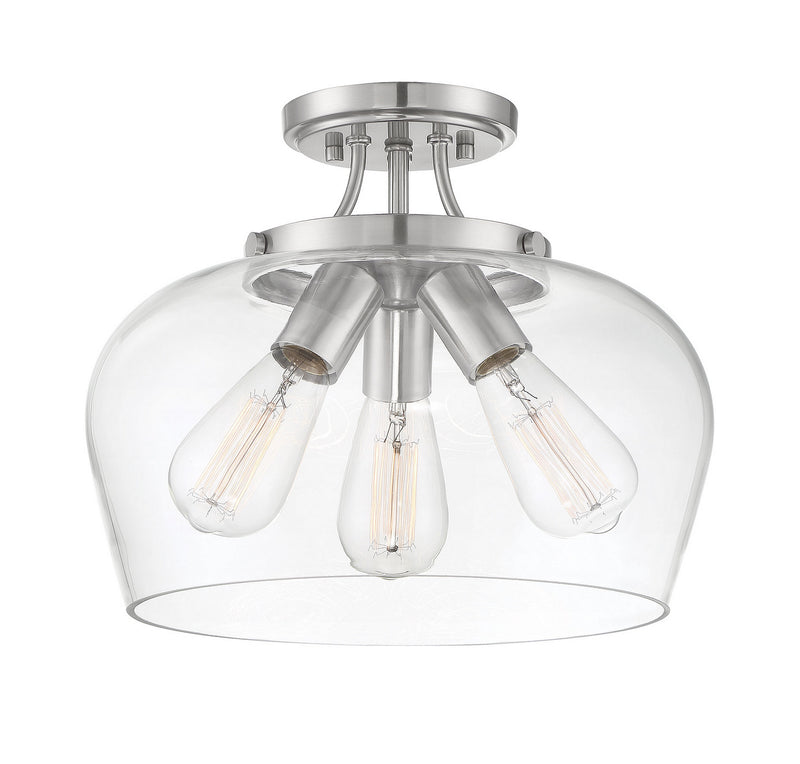 Three Light Semi-Flush Mount<br /><span style="color:#4AB0CE;">Entrega: 4-10 dias en USA</span><br /><span style="color:#4AB0CE;font-size:60%;">PREGUNTE POR ENTREGA EN PANAMA</span><br />Collection: Octave<br />Finish: Satin Nickel