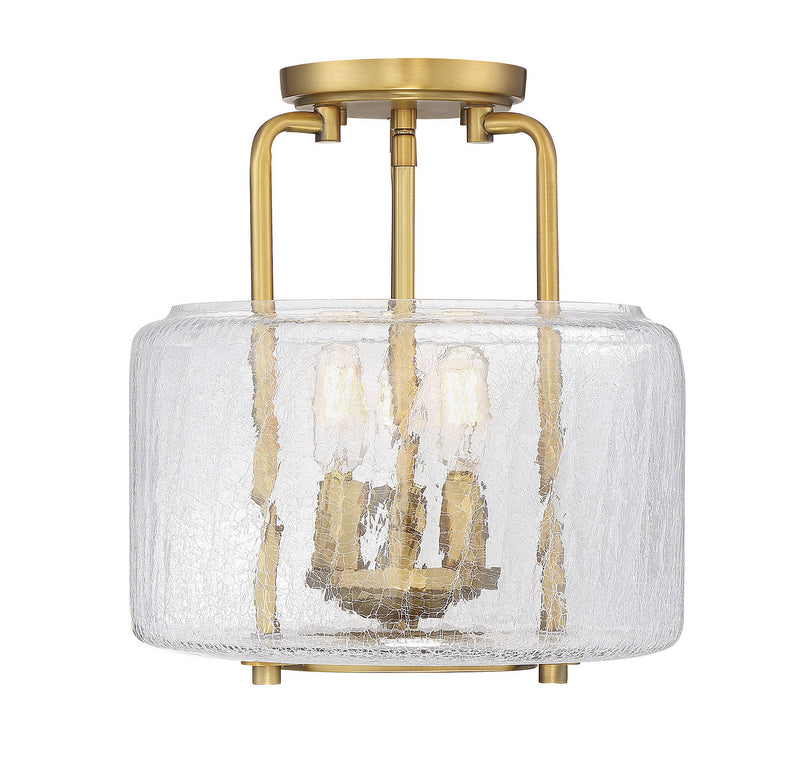 Three Light Semi-Flush Mount<br /><span style="color:#4AB0CE;">Entrega: 4-10 dias en USA</span><br /><span style="color:#4AB0CE;font-size:60%;">PREGUNTE POR ENTREGA EN PANAMA</span><br />Collection: Avalon<br />Finish: Warm Brass