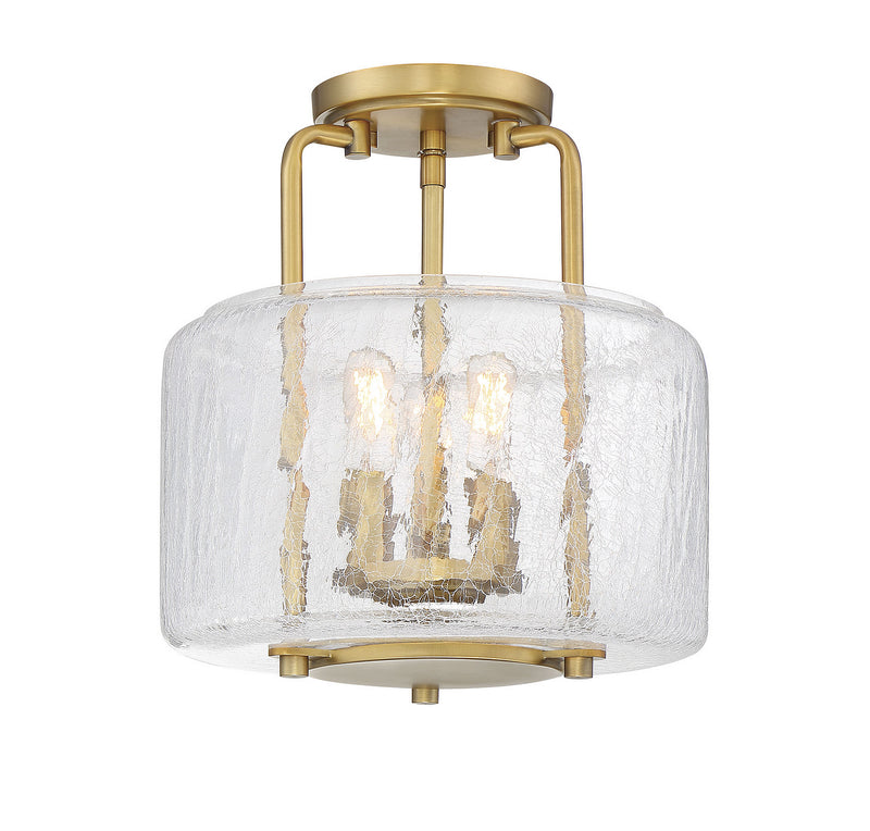 Three Light Semi-Flush Mount<br /><span style="color:#4AB0CE;">Entrega: 4-10 dias en USA</span><br /><span style="color:#4AB0CE;font-size:60%;">PREGUNTE POR ENTREGA EN PANAMA</span><br />Collection: Avalon<br />Finish: Warm Brass