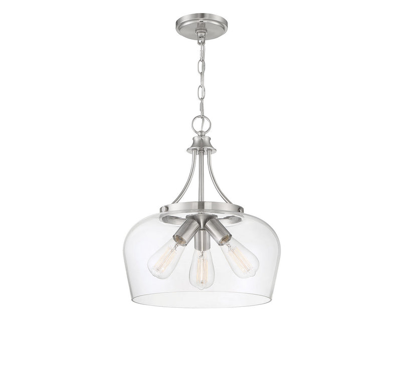 Three Light Pendant<br /><span style="color:#4AB0CE;">Entrega: 4-10 dias en USA</span><br /><span style="color:#4AB0CE;font-size:60%;">PREGUNTE POR ENTREGA EN PANAMA</span><br />Collection: Octave<br />Finish: Satin Nickel