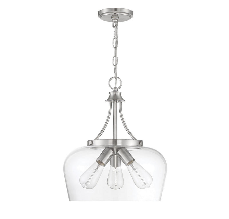 Three Light Pendant<br /><span style="color:#4AB0CE;">Entrega: 4-10 dias en USA</span><br /><span style="color:#4AB0CE;font-size:60%;">PREGUNTE POR ENTREGA EN PANAMA</span><br />Collection: Octave<br />Finish: Satin Nickel