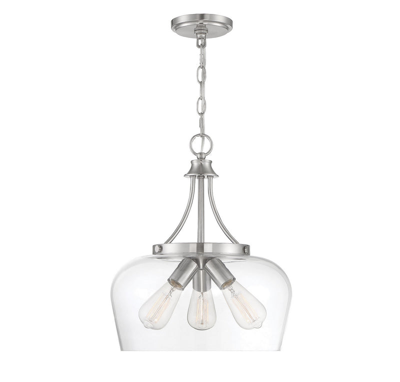 Three Light Pendant<br /><span style="color:#4AB0CE;">Entrega: 4-10 dias en USA</span><br /><span style="color:#4AB0CE;font-size:60%;">PREGUNTE POR ENTREGA EN PANAMA</span><br />Collection: Octave<br />Finish: Satin Nickel