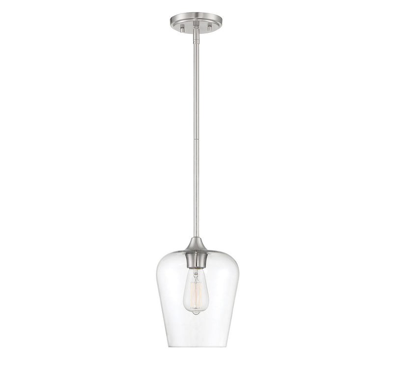 One Light Mini Pendant<br /><span style="color:#4AB0CE;">Entrega: 4-10 dias en USA</span><br /><span style="color:#4AB0CE;font-size:60%;">PREGUNTE POR ENTREGA EN PANAMA</span><br />Collection: Octave<br />Finish: Satin Nickel