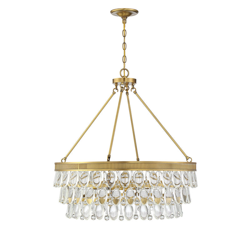 Six Light Pendant<br /><span style="color:#4AB0CE;">Entrega: 4-10 dias en USA</span><br /><span style="color:#4AB0CE;font-size:60%;">PREGUNTE POR ENTREGA EN PANAMA</span><br />Collection: Windham<br />Finish: Warm Brass