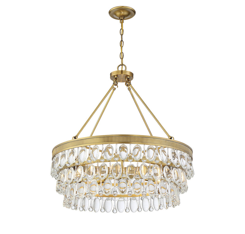 Six Light Pendant<br /><span style="color:#4AB0CE;">Entrega: 4-10 dias en USA</span><br /><span style="color:#4AB0CE;font-size:60%;">PREGUNTE POR ENTREGA EN PANAMA</span><br />Collection: Windham<br />Finish: Warm Brass