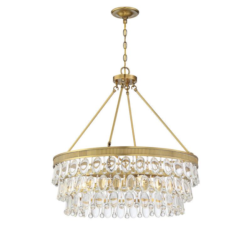 Six Light Pendant<br /><span style="color:#4AB0CE;">Entrega: 4-10 dias en USA</span><br /><span style="color:#4AB0CE;font-size:60%;">PREGUNTE POR ENTREGA EN PANAMA</span><br />Collection: Windham<br />Finish: Warm Brass