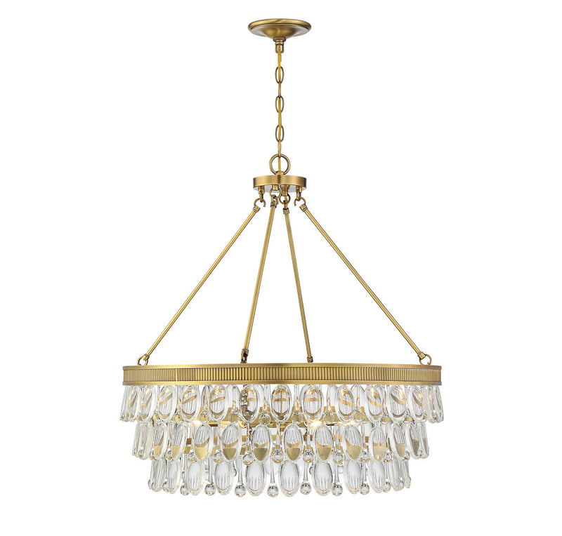 Six Light Pendant<br /><span style="color:#4AB0CE;">Entrega: 4-10 dias en USA</span><br /><span style="color:#4AB0CE;font-size:60%;">PREGUNTE POR ENTREGA EN PANAMA</span><br />Collection: Windham<br />Finish: Warm Brass