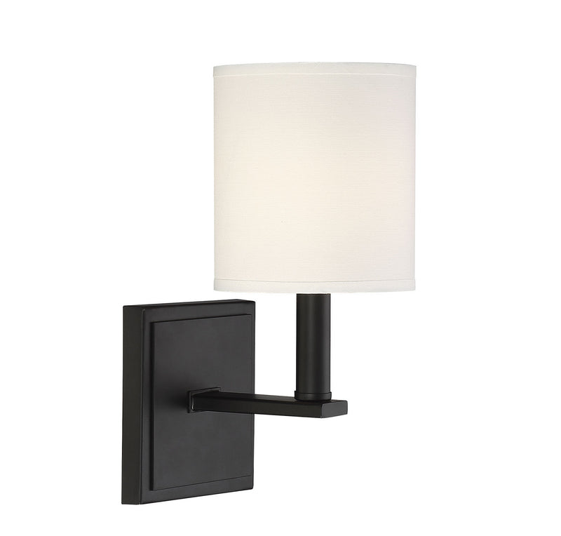 One Light Wall Sconce<br /><span style="color:#4AB0CE;">Entrega: 4-10 dias en USA</span><br /><span style="color:#4AB0CE;font-size:60%;">PREGUNTE POR ENTREGA EN PANAMA</span><br />Collection: Waverly<br />Finish: Matte Black