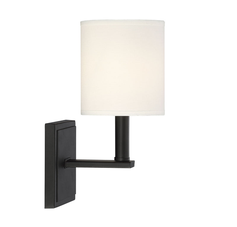 One Light Wall Sconce<br /><span style="color:#4AB0CE;">Entrega: 4-10 dias en USA</span><br /><span style="color:#4AB0CE;font-size:60%;">PREGUNTE POR ENTREGA EN PANAMA</span><br />Collection: Waverly<br />Finish: Matte Black