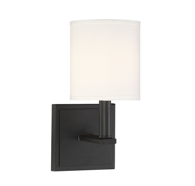 One Light Wall Sconce<br /><span style="color:#4AB0CE;">Entrega: 4-10 dias en USA</span><br /><span style="color:#4AB0CE;font-size:60%;">PREGUNTE POR ENTREGA EN PANAMA</span><br />Collection: Waverly<br />Finish: Matte Black