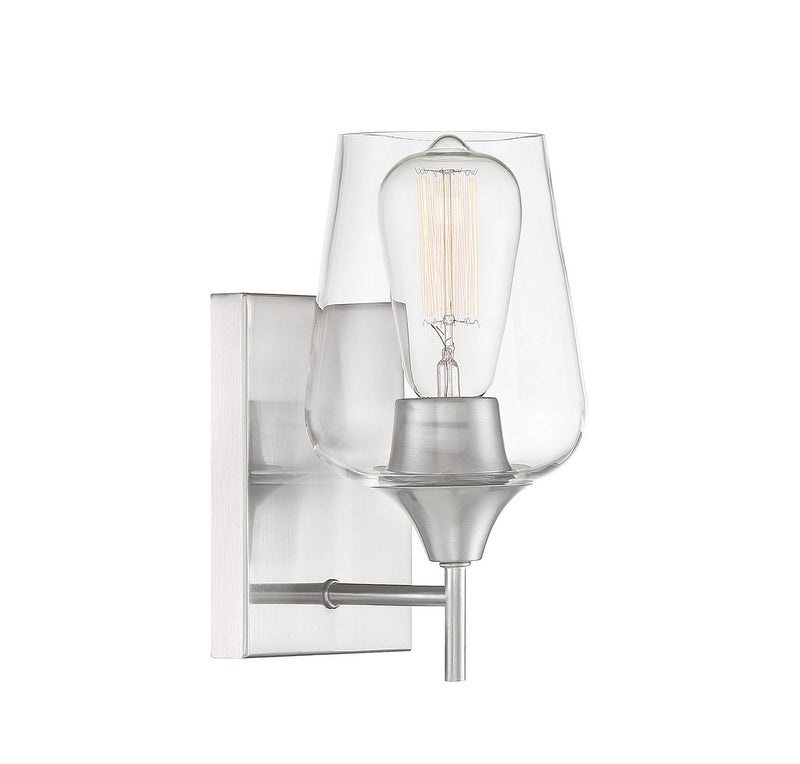 One Light Wall Sconce<br /><span style="color:#4AB0CE;">Entrega: 4-10 dias en USA</span><br /><span style="color:#4AB0CE;font-size:60%;">PREGUNTE POR ENTREGA EN PANAMA</span><br />Collection: Octave<br />Finish: Satin Nickel