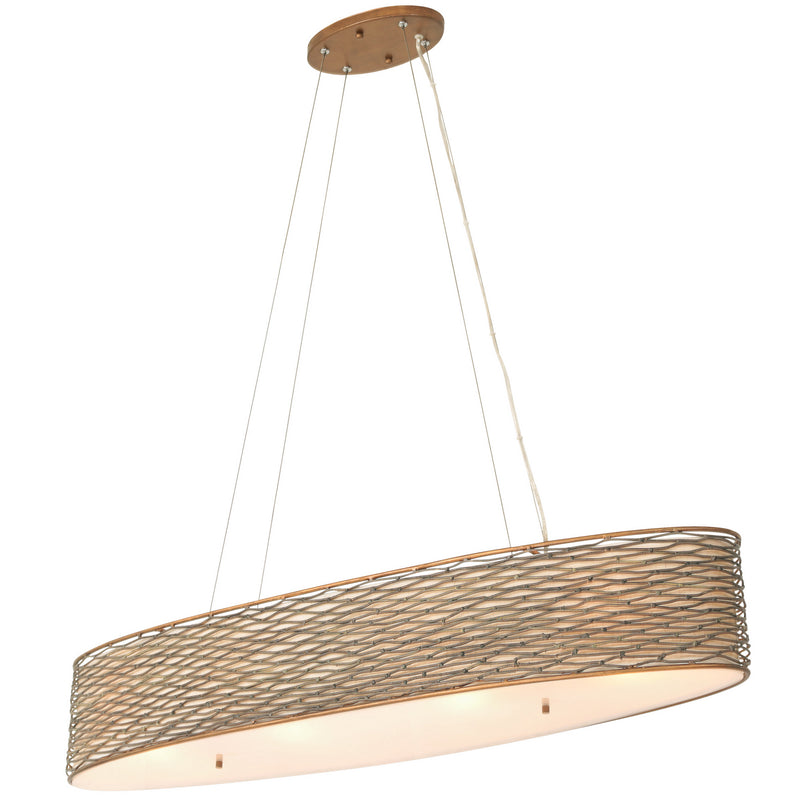 Four Light Linear Pendant<br /><span style="color:#4AB0CE;">Entrega: 4-10 dias en USA</span><br /><span style="color:#4AB0CE;font-size:60%;">PREGUNTE POR ENTREGA EN PANAMA</span><br />Collection: Flow<br />Finish: Hammered Ore