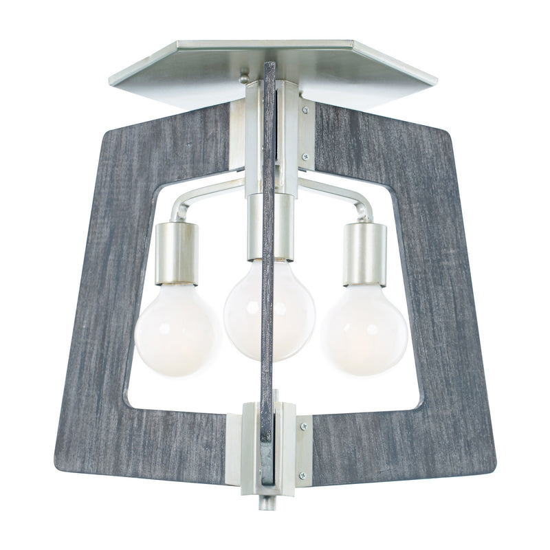 Three Light Semi Flush Mount<br /><span style="color:#4AB0CE;">Entrega: 4-10 dias en USA</span><br /><span style="color:#4AB0CE;font-size:60%;">PREGUNTE POR ENTREGA EN PANAMA</span><br />Collection: Lofty<br />Finish: Steel