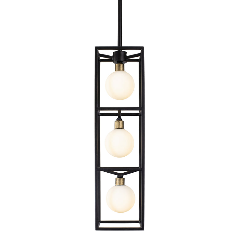 Three Light Foyer Pendant<br /><span style="color:#4AB0CE;">Entrega: 4-10 dias en USA</span><br /><span style="color:#4AB0CE;font-size:60%;">PREGUNTE POR ENTREGA EN PANAMA</span><br />Collection: Plaza<br />Finish: Carbon/Havana Gold