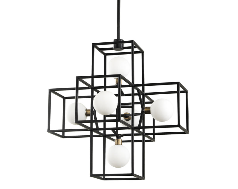 Six Light Pendant<br /><span style="color:#4AB0CE;">Entrega: 4-10 dias en USA</span><br /><span style="color:#4AB0CE;font-size:60%;">PREGUNTE POR ENTREGA EN PANAMA</span><br />Collection: Plaza<br />Finish: Carbon/Havana Gold