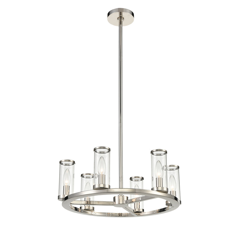 Alora - CH309006PNCG - Six Light Chandelier - Revolve - Clear Glass/Polished Nickel