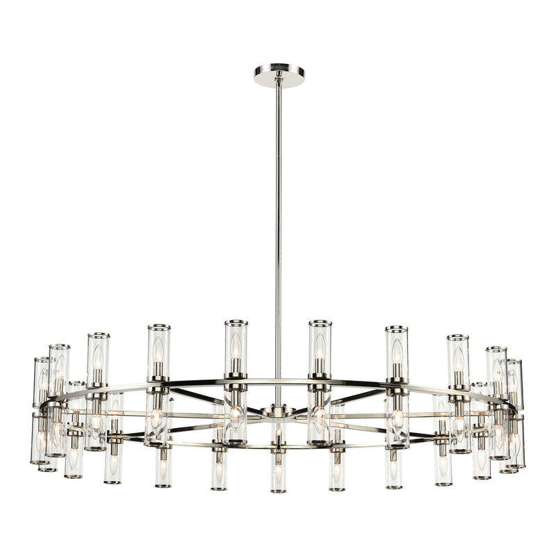 42 Light Chandelier<br /><span style="color:#4AB0CE;">Entrega: 4-10 dias en USA</span><br /><span style="color:#4AB0CE;font-size:60%;">PREGUNTE POR ENTREGA EN PANAMA</span><br />Collection: Revolve<br />Finish: Clear Glass/Polished Nickel