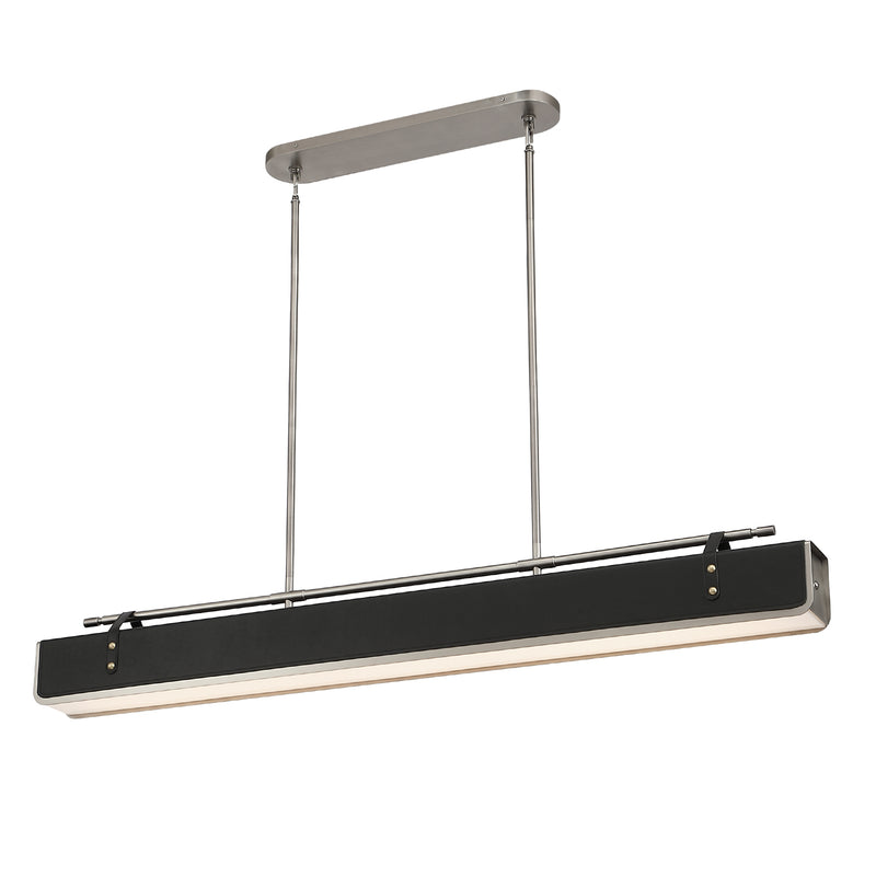 LED Island Pendant<br /><span style="color:#4AB0CE;">Entrega: 4-10 dias en USA</span><br /><span style="color:#4AB0CE;font-size:60%;">PREGUNTE POR ENTREGA EN PANAMA</span><br />Collection: Valise<br />Finish: Aged Nickel/Tuxedo Leather