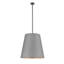 Three Light Pendant<br /><span style="color:#4AB0CE;">Entrega: 4-10 dias en USA</span><br /><span style="color:#4AB0CE;font-size:60%;">PREGUNTE POR ENTREGA EN PANAMA</span><br />Collection: Calor<br />Finish: Gray Linen With Gold Parchment/Urban Bronze