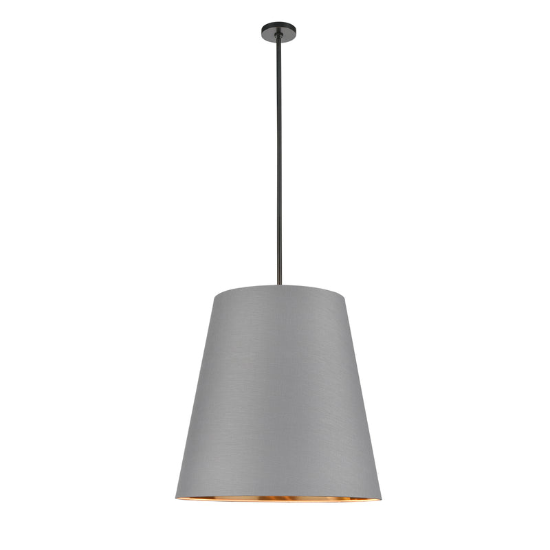 Three Light Pendant<br /><span style="color:#4AB0CE;">Entrega: 4-10 dias en USA</span><br /><span style="color:#4AB0CE;font-size:60%;">PREGUNTE POR ENTREGA EN PANAMA</span><br />Collection: Calor<br />Finish: Gray Linen With Gold Parchment/Urban Bronze