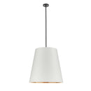 Three Light Pendant<br /><span style="color:#4AB0CE;">Entrega: 4-10 dias en USA</span><br /><span style="color:#4AB0CE;font-size:60%;">PREGUNTE POR ENTREGA EN PANAMA</span><br />Collection: Calor<br />Finish: Urban Bronze/White Linen With Gold Parchment