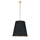 Three Light Pendant<br /><span style="color:#4AB0CE;">Entrega: 4-10 dias en USA</span><br /><span style="color:#4AB0CE;font-size:60%;">PREGUNTE POR ENTREGA EN PANAMA</span><br />Collection: Calor<br />Finish: Black Linen With Gold Parchment/Vintage Brass