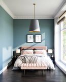 Three Light Pendant<br /><span style="color:#4AB0CE;">Entrega: 4-10 dias en USA</span><br /><span style="color:#4AB0CE;font-size:60%;">PREGUNTE POR ENTREGA EN PANAMA</span><br />Collection: Calor<br />Finish: Gray Linen With Gold Parchment/Vintage Brass
