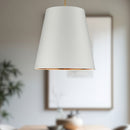 Alora - PD311025VBWG - Three Light Pendant - Calor - Vintage Brass/White Linen With Gold Parchment