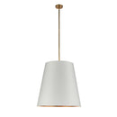 Alora - PD311025VBWG - Three Light Pendant - Calor - Vintage Brass/White Linen With Gold Parchment