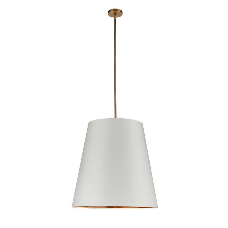 Alora - PD311025VBWG - Three Light Pendant - Calor - Vintage Brass/White Linen With Gold Parchment