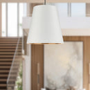 Alora - PD311030UBWG - Three Light Pendant - Calor - Urban Bronze/White Linen With Gold Parchment