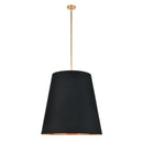 Three Light Pendant<br /><span style="color:#4AB0CE;">Entrega: 4-10 dias en USA</span><br /><span style="color:#4AB0CE;font-size:60%;">PREGUNTE POR ENTREGA EN PANAMA</span><br />Collection: Calor<br />Finish: Vintage Brass/Black Linen With Gold Parchment