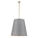Three Light Pendant<br /><span style="color:#4AB0CE;">Entrega: 4-10 dias en USA</span><br /><span style="color:#4AB0CE;font-size:60%;">PREGUNTE POR ENTREGA EN PANAMA</span><br />Collection: Calor<br />Finish: Gray Linen With Gold Parchment/Vintage Brass
