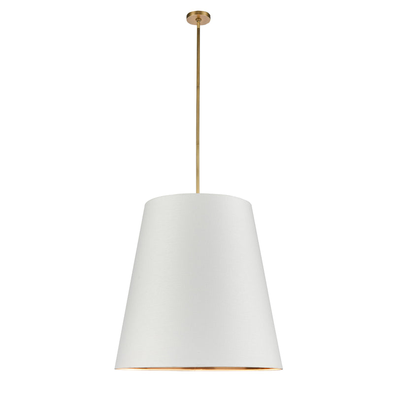 Alora - PD311030VBWG - Three Light Pendant - Calor - Vintage Brass/White Linen With Gold Parchment