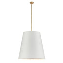 Three Light Pendant<br /><span style="color:#4AB0CE;">Entrega: 4-10 dias en USA</span><br /><span style="color:#4AB0CE;font-size:60%;">PREGUNTE POR ENTREGA EN PANAMA</span><br />Collection: Calor<br />Finish: Vintage Brass/White Linen With Gold Parchment