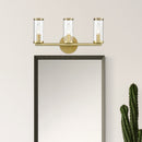 Alora - WV309033NBCG - Three Light Bathroom Fixture - Revolve - Clear Glass/Natural Brass