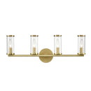 Alora - WV309044NBCG - Four Light Bathroom Fixture - Revolve - Clear Glass/Natural Brass