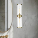 Alora - WV311602NBCG - Two Light Bathroom Fixture - Revolve II - Clear Glass/Natural Brass