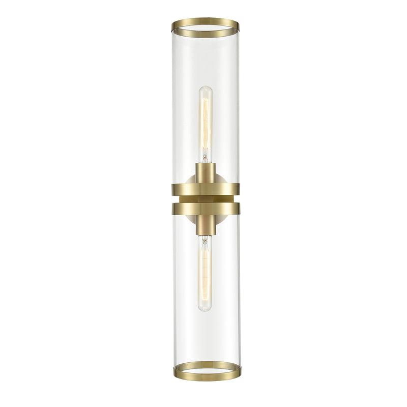 Alora - WV311602NBCG - Two Light Bathroom Fixture - Revolve II - Clear Glass/Natural Brass