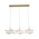 LÁMPARA COLGANTE DECORATIVA CON LUZ LED 15W TONALIDAD 3000K, ACABADO GOLDEN/ METAL ACRÍLICO.