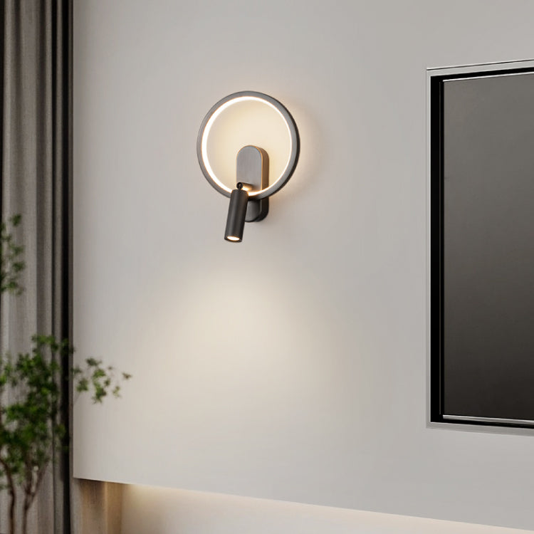 LÁMPARA DE PARED DECORATIVA LED 11W, EMITE 1050LM, TONALIDAD 3000K, 100-240V, 50-60HZ, ACABADO NEGRO.