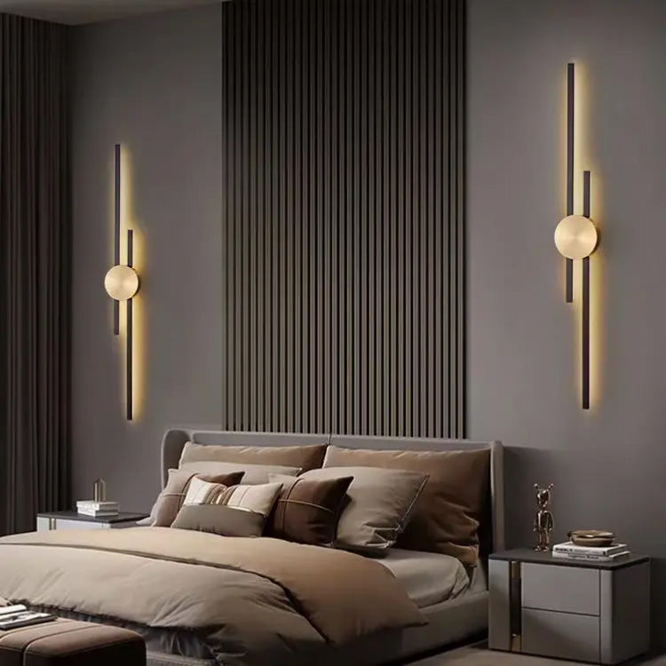 LÁMPARA PARED DECORATIVA LED 11W, 1260LM, 3000K, 110-240V, 50-60HZ, IP20, ACABADO CANOPY NEGRO+ GOLD BRASS.