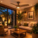 Abanico De Techo Zephyr 52" Con Luz Led 20W cct:27k,30k,40k,50k Dimeable 6 Velocidades sistema de control inteligente Google Home,Amazon Alexa,And Samsung Smarthings.
