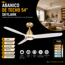 Abanico De Techo Skylark 54" Con Luz Led 20W Cct:27k,30k,40k,50k,60k, Dimeable 6 Velocidades Sistema De Control Inteligente Google Home,Amazon Alexa,And Samsung Smarthings.