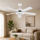 Abanico De Techo Decorativo Blanco 52"  2Xe27-40W  ( No Incluido) Cadena Tiro 110-240V.