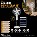 Abanico De Pie Solar 16" Con Luz Nocturna 15W Panel Solar Acabado Blanco.